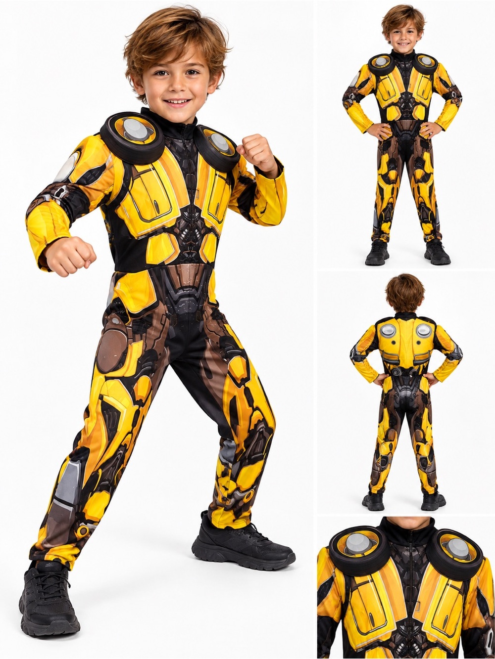 Kids Bumblebee Transformers Muscle Costume Jumpsuit Yellow Black